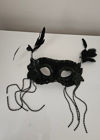 Siyah Tüylü Dantel Kadın Maskesi - Görsel 4