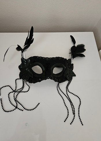 Siyah Tüylü Dantel Kadın Maskesi - Görsel 3