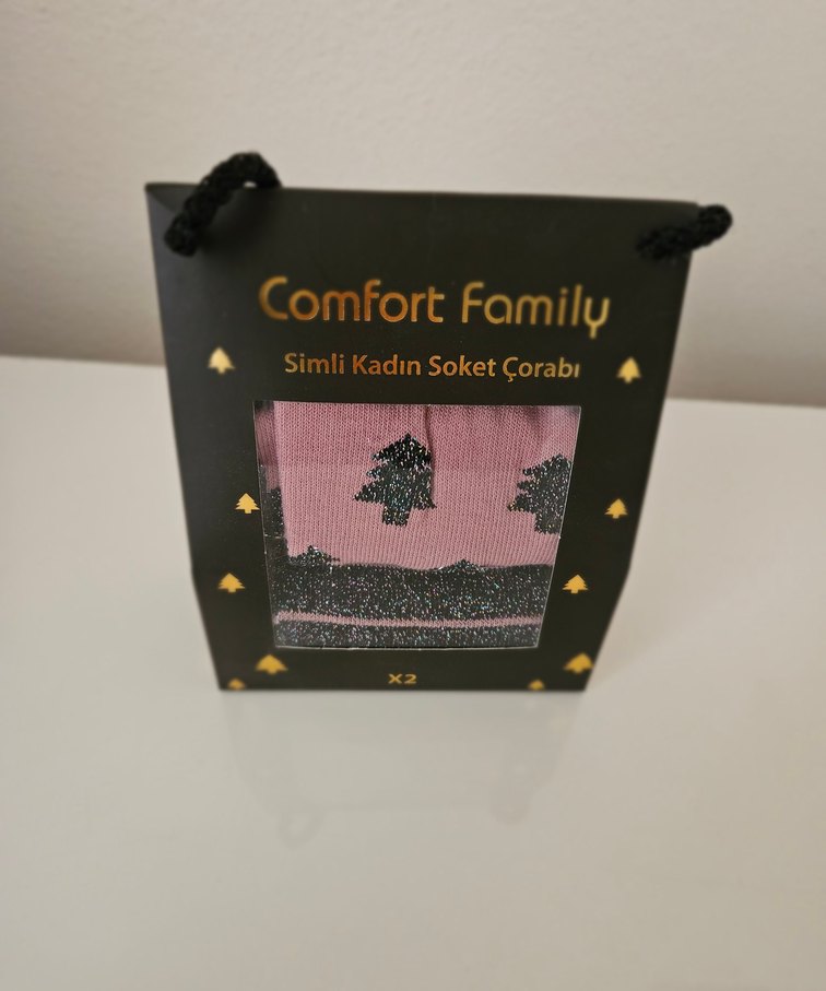 Comfort Family Simli Kadın Soket Çorap - Pembe 2 adet - Görsel 3