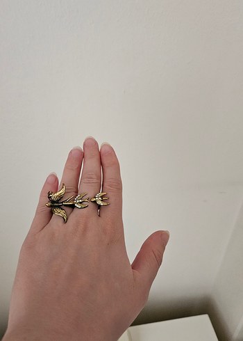Altın Renkli Vintage Kuş Figürlü 2 li yüzük - Görsel 4