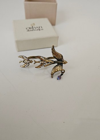 Altın Renkli Vintage Kuş Figürlü 2 li yüzük - Görsel 2