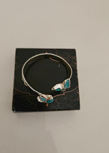 Turkuaz Taşlı Gümüş Renginde Bileklik - Görsel 3