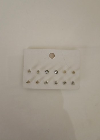 Çiçekli ve Boncuklu Mini Kadın Küpe Seti 6 çift - Görsel 3