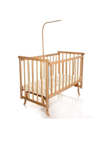 Beyaz Ahşap Bebek Beşiği Tül Perdeyle - Görsel 3