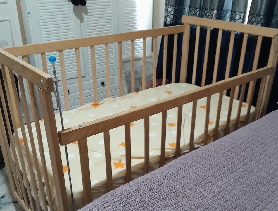 Beyaz Ahşap Bebek Beşiği Tül Perdeyle - Görsel 2