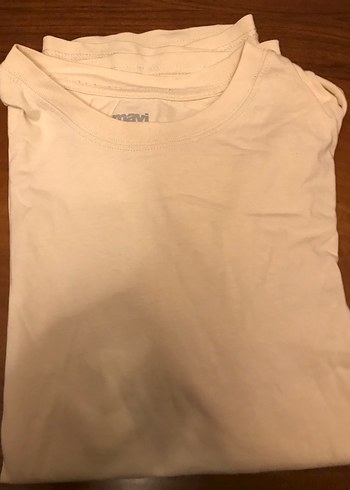 L Mavi krem renk tshirt - Görsel 2