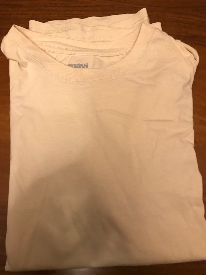 L Mavi krem renk tshirt - Görsel 2