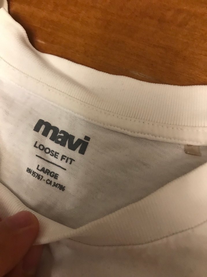 L beyaz Mavi tshirt - Görsel 3