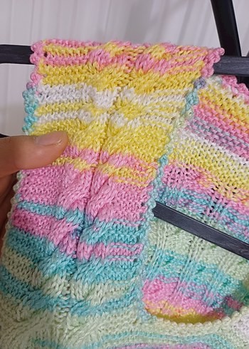 Kız Çocuk Çok Renkli Örgü Yelek - Görsel 3