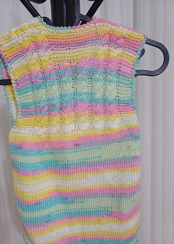 Kız Çocuk Çok Renkli Örgü Yelek - Görsel 4