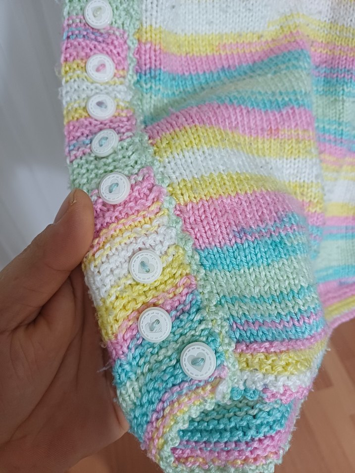 Kız Çocuk Çok Renkli Örgü Yelek - Görsel 2