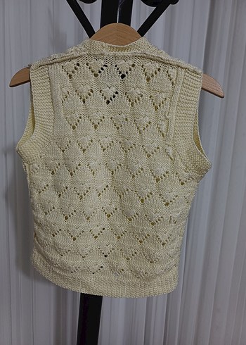 Kız Çocuk Bej Triko V Yaka Süveter - Görsel 4