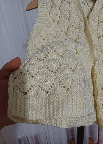 Kız Çocuk Bej Triko V Yaka Süveter - Görsel 6