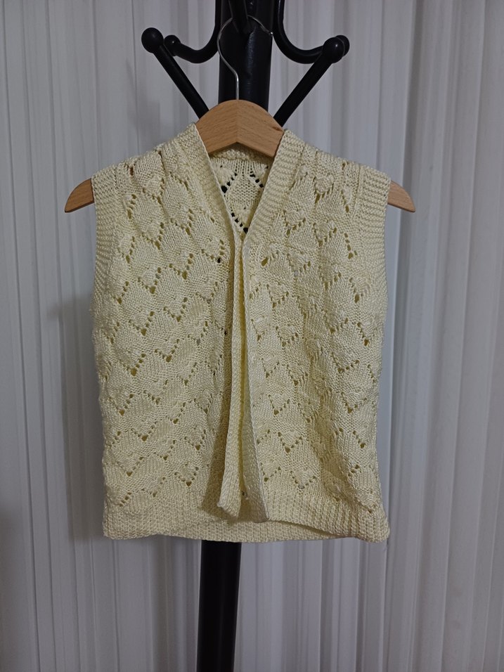 Kız Çocuk Bej Triko V Yaka Süveter - Görsel 3