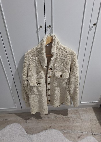 Bej Düğmeli Kadın Midi Ceket - Görsel 2