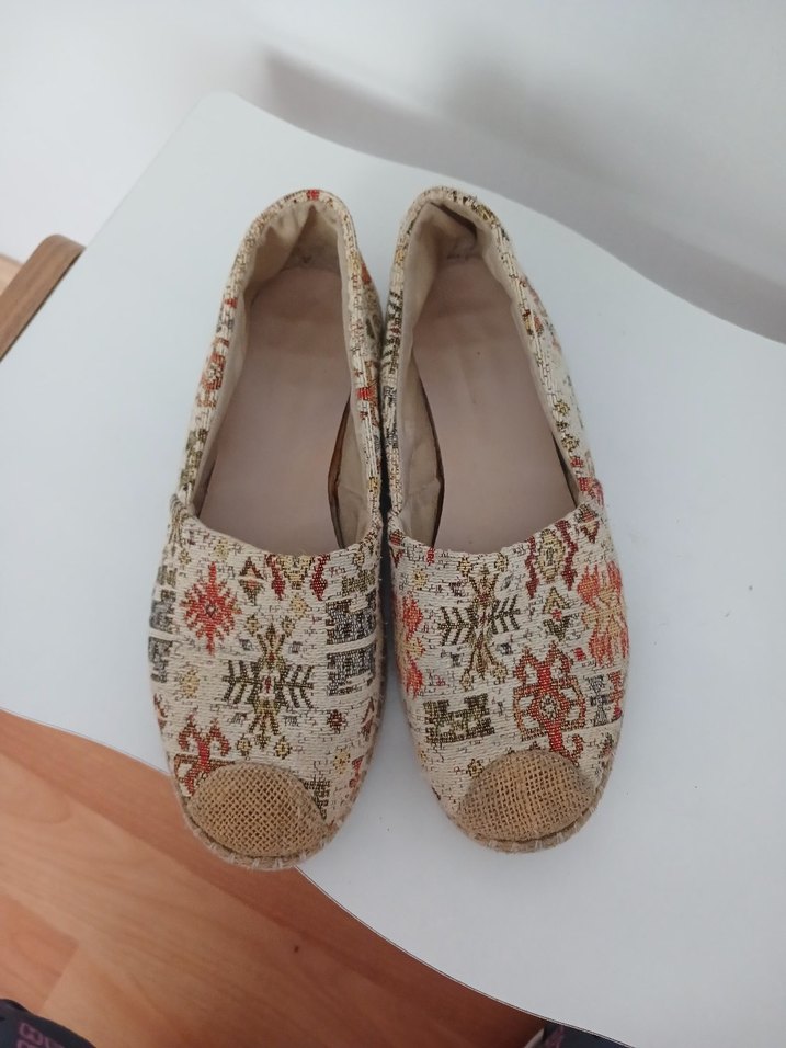 İşlemeli Bej Kadın Dolgu Topuk Espadril - Görsel 3