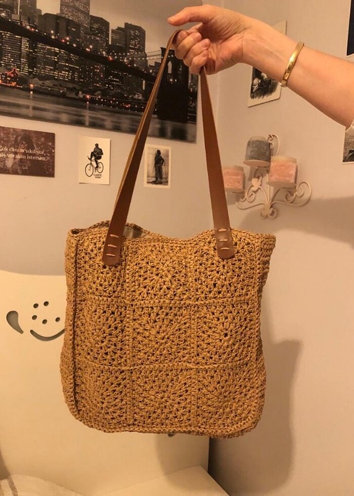 KAĞIT İP HASIR ÇANTA  - Görsel 3