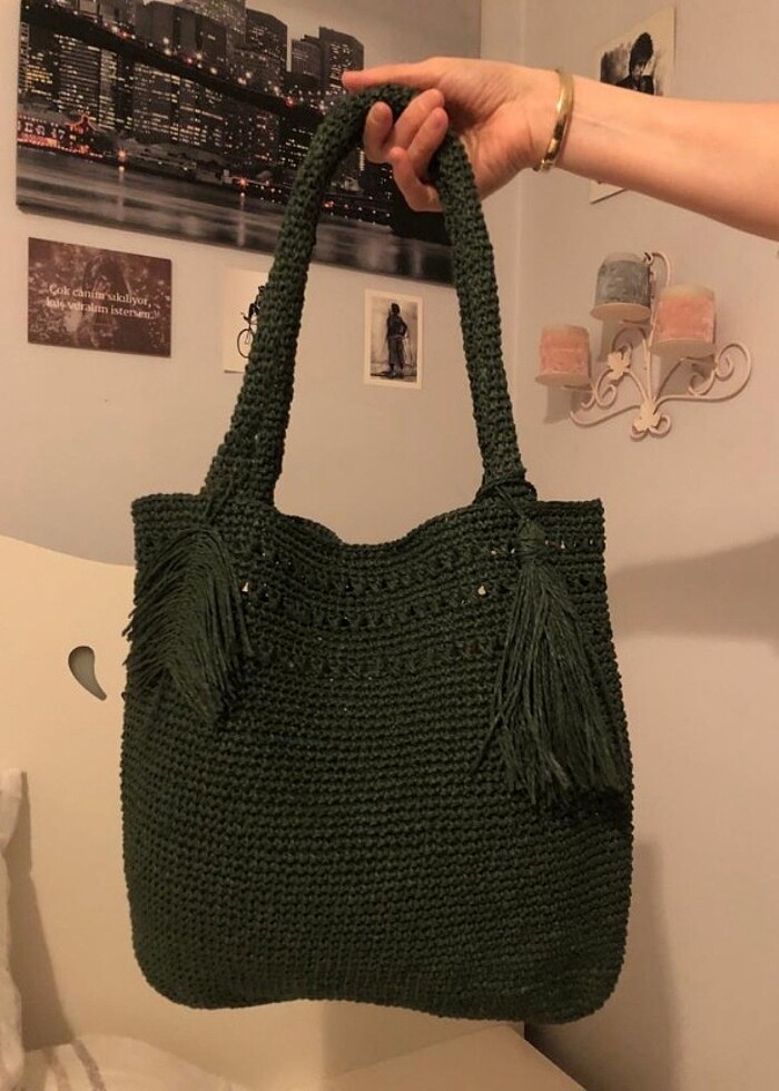 KAGİT İP HASIR ÇANTA  - Görsel 2