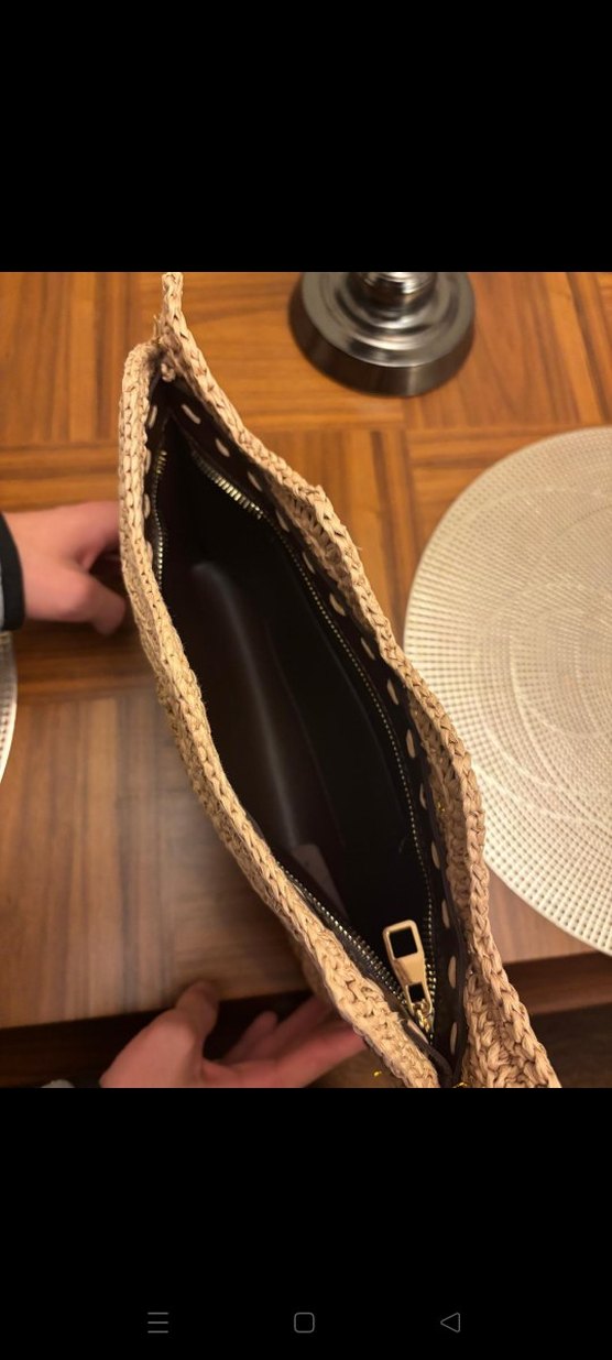 Bej Desenli Örgü Bohem El Çantası - Görsel 5