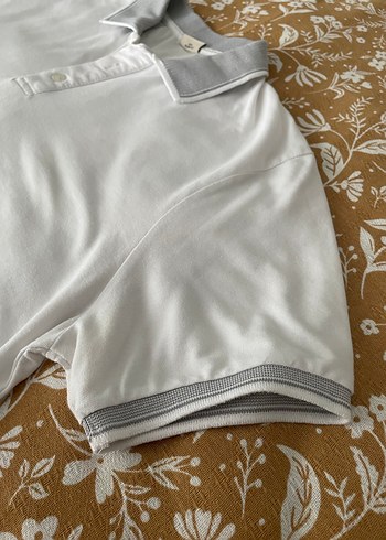 Gri Detaylı Beyaz Erkek Polo Tişört - Görsel 6