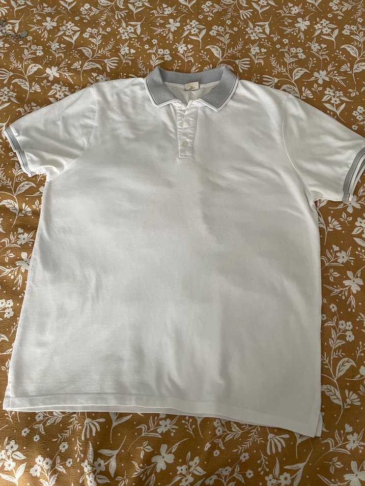 Gri Detaylı Beyaz Erkek Polo Tişört - Görsel 3