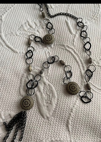 Bohem Zincir Detaylı Yılan Desenli Uzun Kolye - Görsel 2