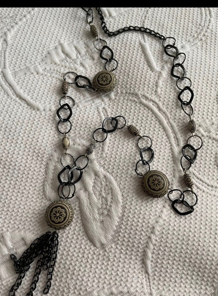 Bohem Zincir Detaylı Yılan Desenli Uzun Kolye - Görsel 2