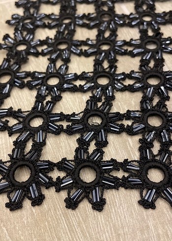 Siyah Örgü El Yapımı Dantel Seti - Görsel 4