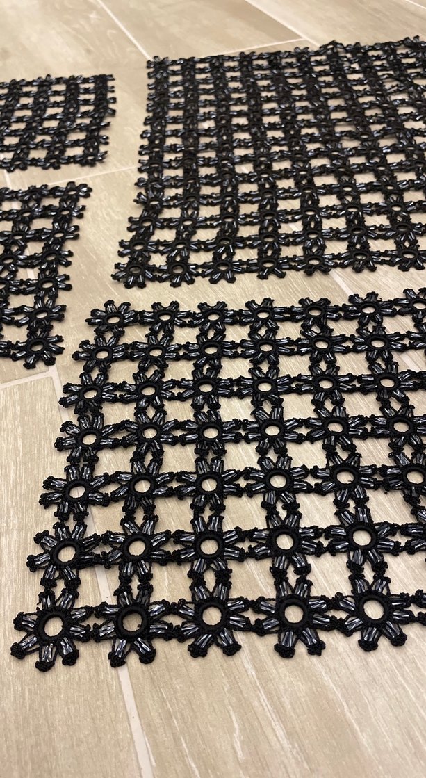 Siyah Örgü El Yapımı Dantel Seti - Görsel 2