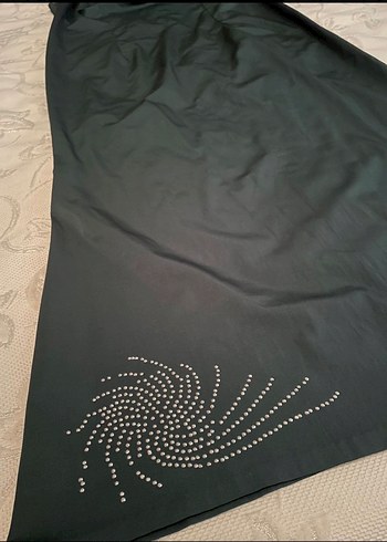 Koyu yeşil Uzun Kadın Abiye Elbise - Görsel 2