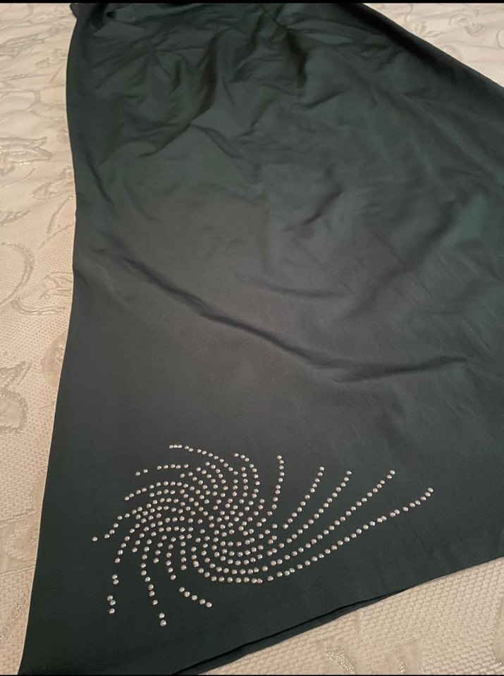 Koyu yeşil Uzun Kadın Abiye Elbise - Görsel 2