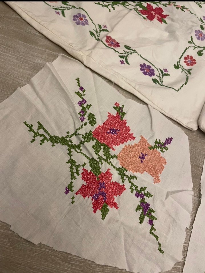 Antika kanaviçe kırlent - Görsel 2