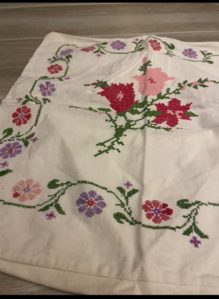 Antika kanaviçe kırlent - Görsel 3