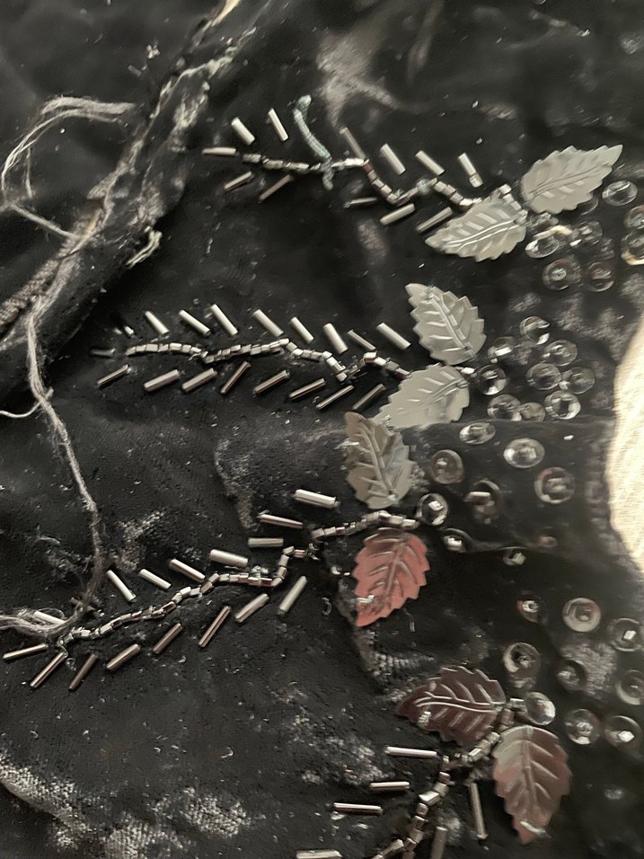 Boncuk İşlemeli Siyah Uzun Kadın Abiye yakası - Görsel 3