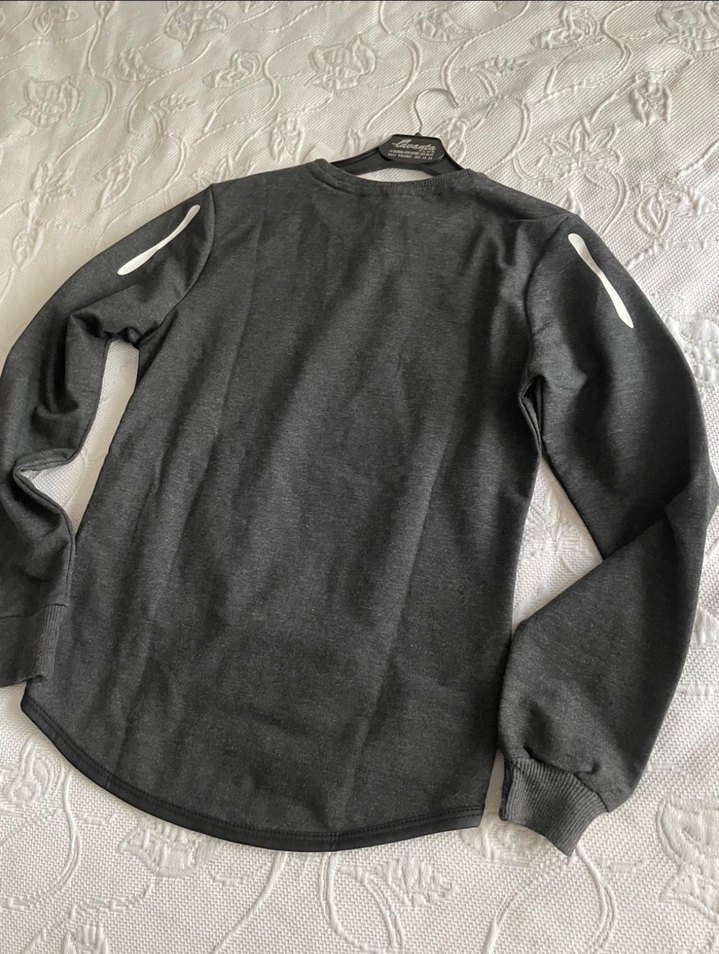 Gri Baskılı Fermuarlı Erkek kız  Sweatshirt - Görsel 4