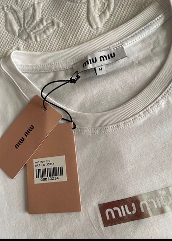 Miu Miu Kadın Beyaz Mini Tişört - Görsel 3