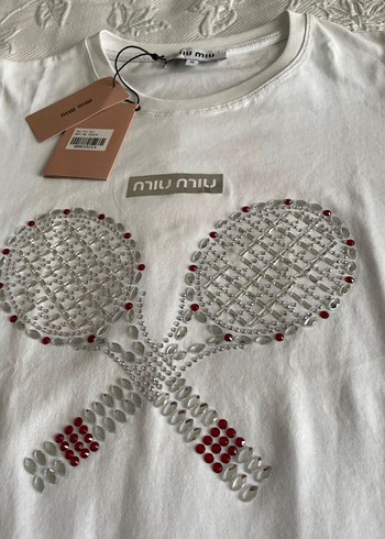 Miu Miu Kadın Beyaz Mini Tişört - Görsel 2