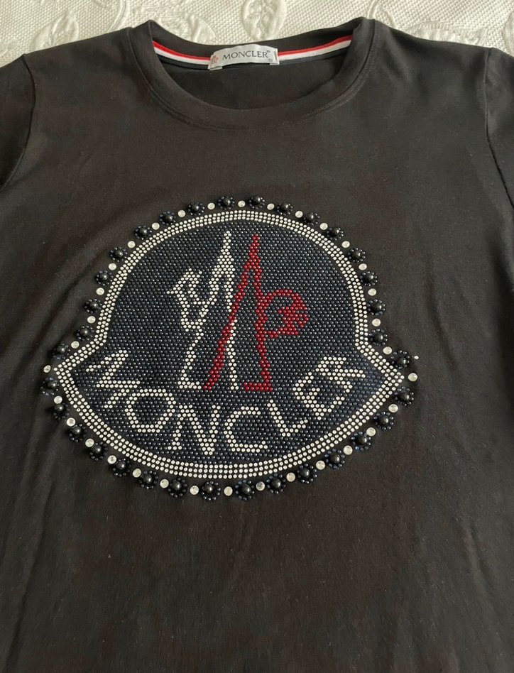 Siyah Kısa Kollu Moncler Tişört - Görsel 2