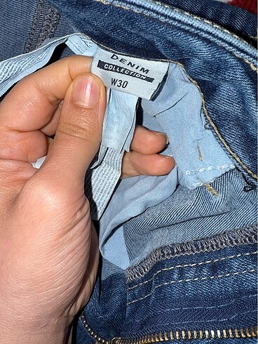 30 Beden mavi Renk Kadın paça detaylı kot pantolon