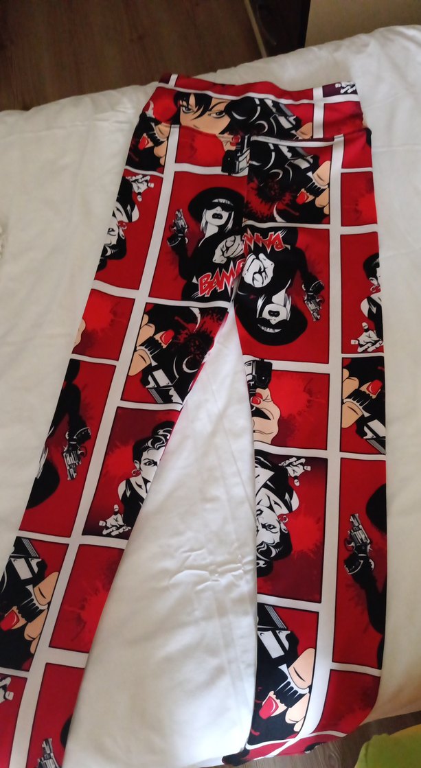 Kırmızı Pop Art Baskılı Kadın Tayt - Görsel 2