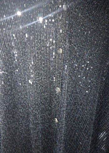 Parlak Düğmeli V Yaka Siyah Kadın Bluz - Görsel 3