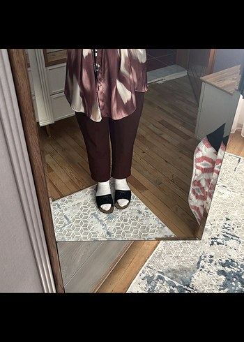 Kadın Kahverengi Rahat Kesim Kumaş Pantolon - Görsel 3