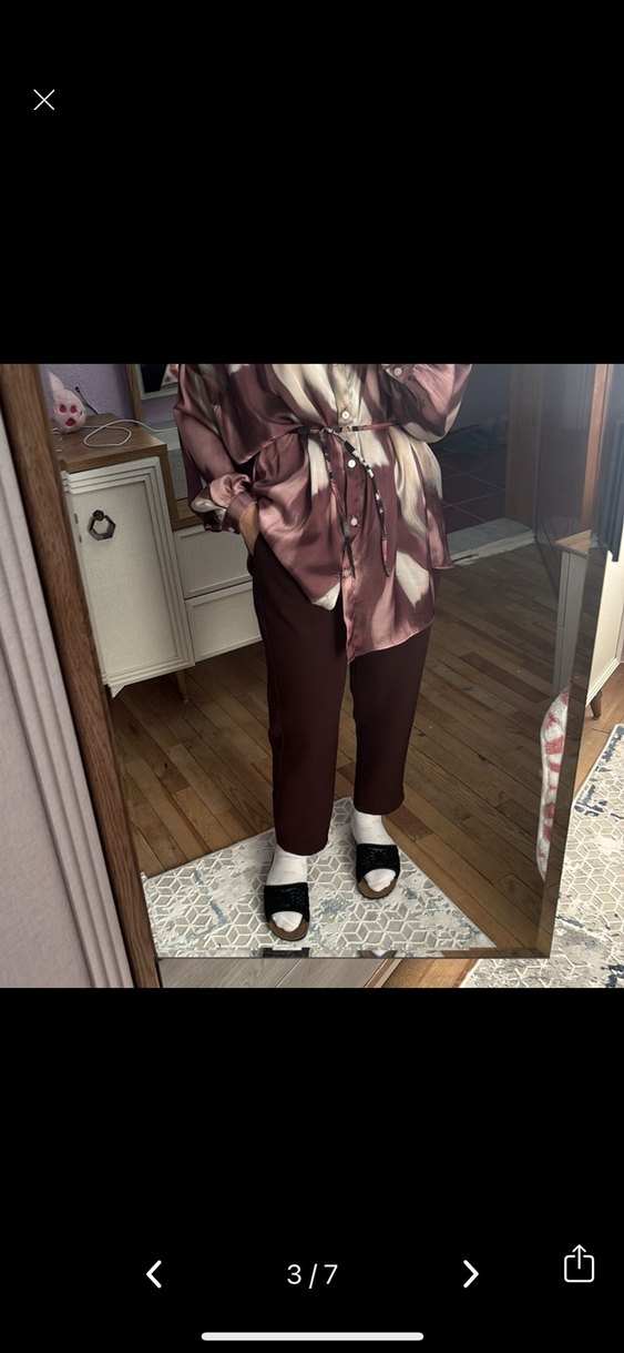 Kadın Kahverengi Rahat Kesim Kumaş Pantolon - Görsel 2