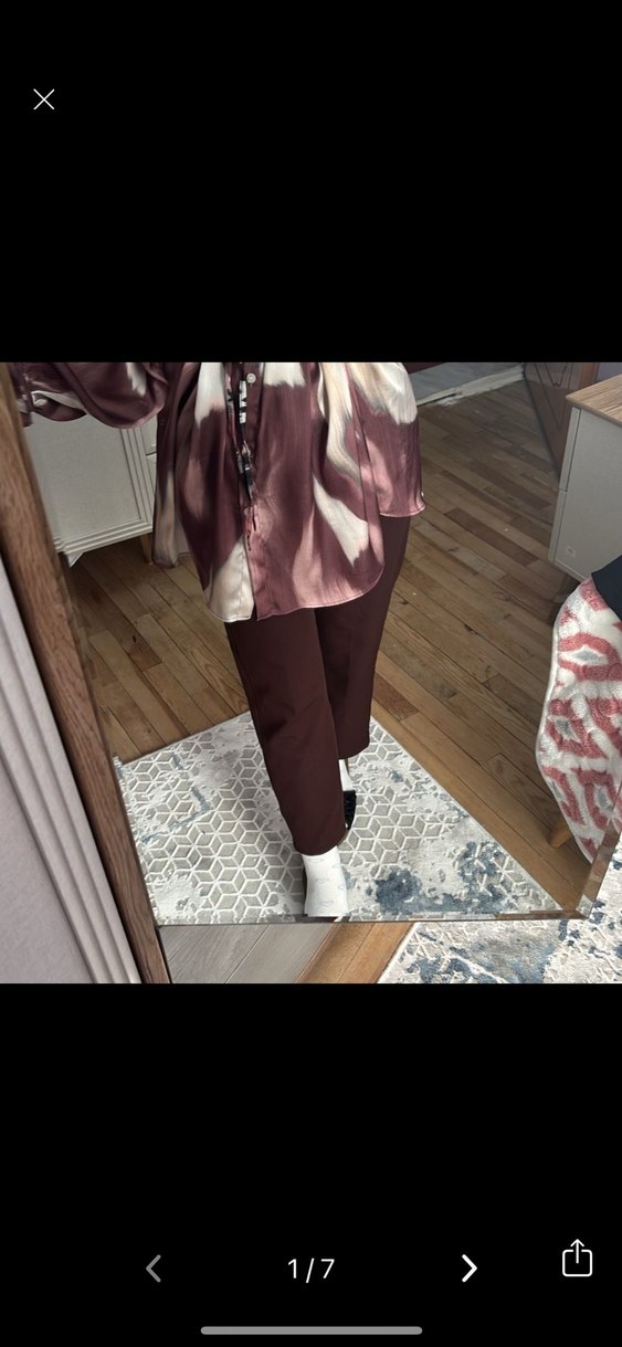 Kadın Kahverengi Rahat Kesim Kumaş Pantolon - Görsel 4