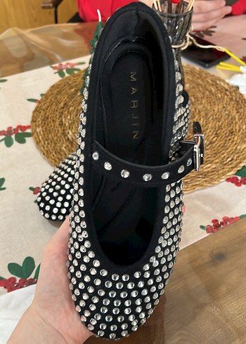 Siyah Payetli Platform Topuklu Kadın Babet - Görsel 3