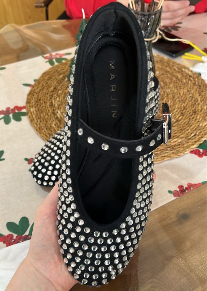 Siyah Payetli Platform Topuklu Kadın Babet - Görsel 3