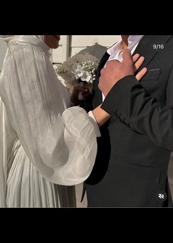 Beyaz Uzun Kollu Nişan Elbisesi - Görsel 4