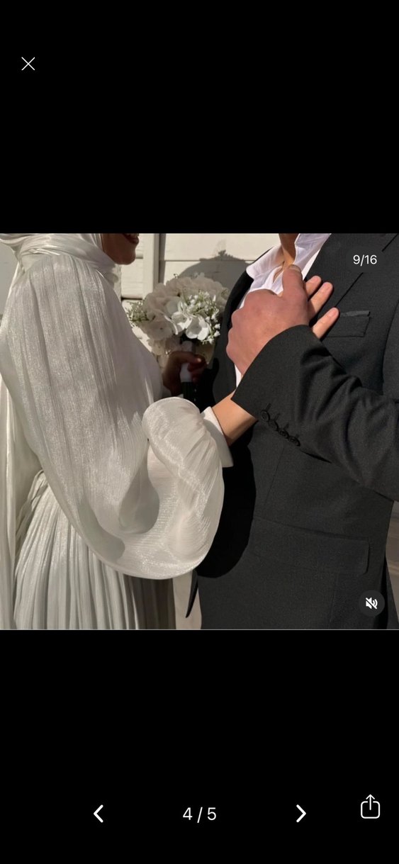 Beyaz Uzun Kollu Nişan Elbisesi - Görsel 4