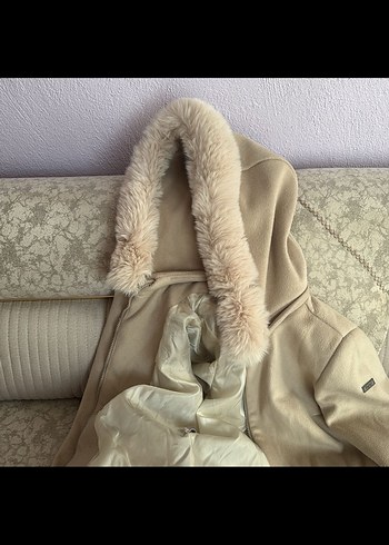 Bej Kemerli Kadın Midi Kaban - Görsel 6