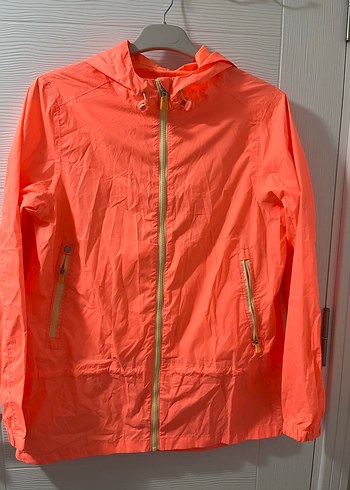 Parlak Turuncu Kadın Kapüşonlu Ceket alman malı - Görsel 5
